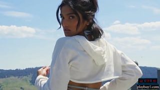 Sultry Indian Milf Teases Wet Outdoor Striptease With Hose Play