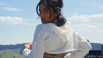 Sultry Indian Milf Teases Wet Outdoor Striptease With Hose Play